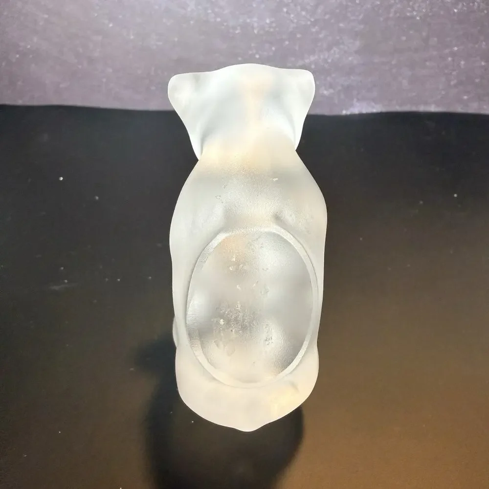 Frosted Art Glass Playful Bear & Cub Figurine Crystal de Sevres Style Unmarked